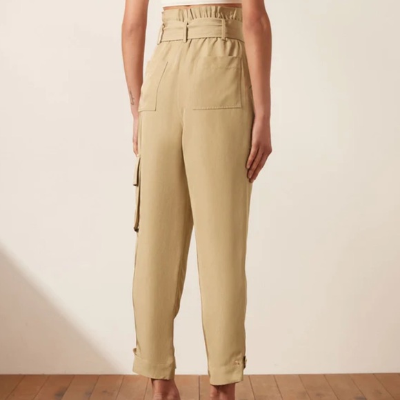 Anthropologie Shona Joy Matilda Paperbag utility pant in wheat color - Picture 3 of 6